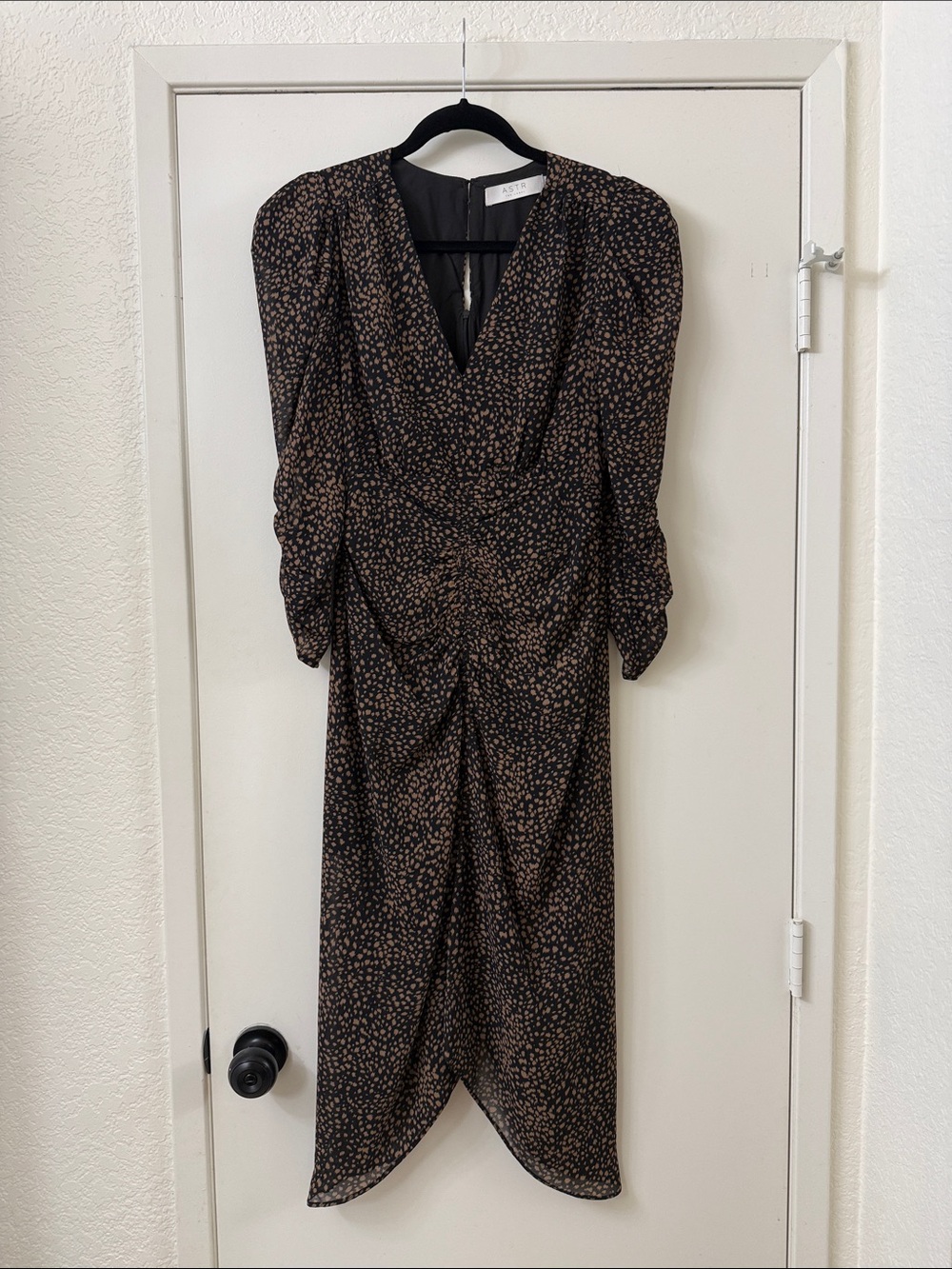 Astr Black Dress with Brown Micro Floral Midi
